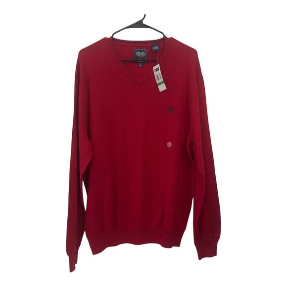 Chaps Mens Red V-Neck Sweater Size Large Cotton & Cashmere Blend Business Casual - Picture 2 of 12